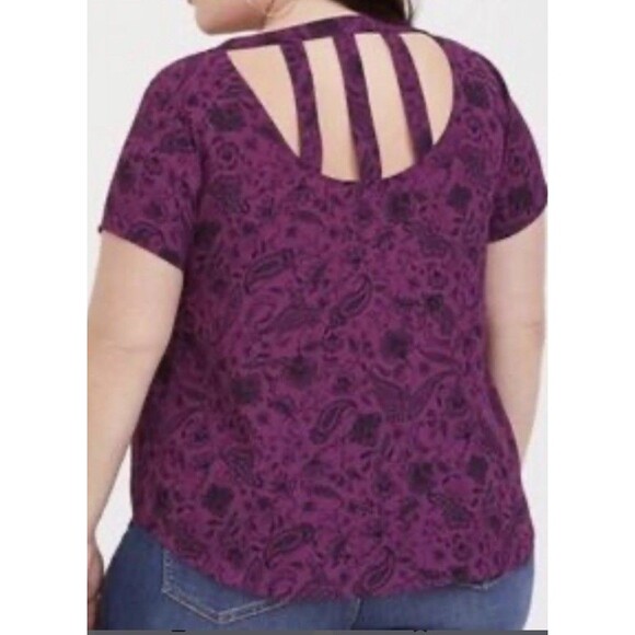 Torrid Pasiley Print Cage Back Purple And Black Blouse Size 2XL - Picture 1 of 9